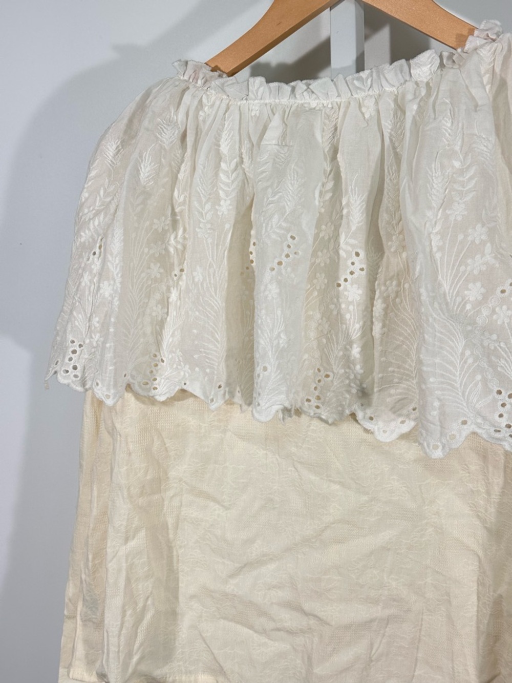 Goldie Lew Eyelet Ruffle Peasant Blouse Cottagecore Romantic NWT Medium - Picture 5 of 8